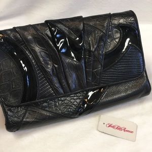 NWT Sharif Embossed Leather Clutch